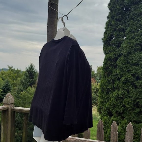 Meera Lane Womens Plus Size 5X Cardigan Single Pearl Button Black Cotton Blend - Picture 4 of 11